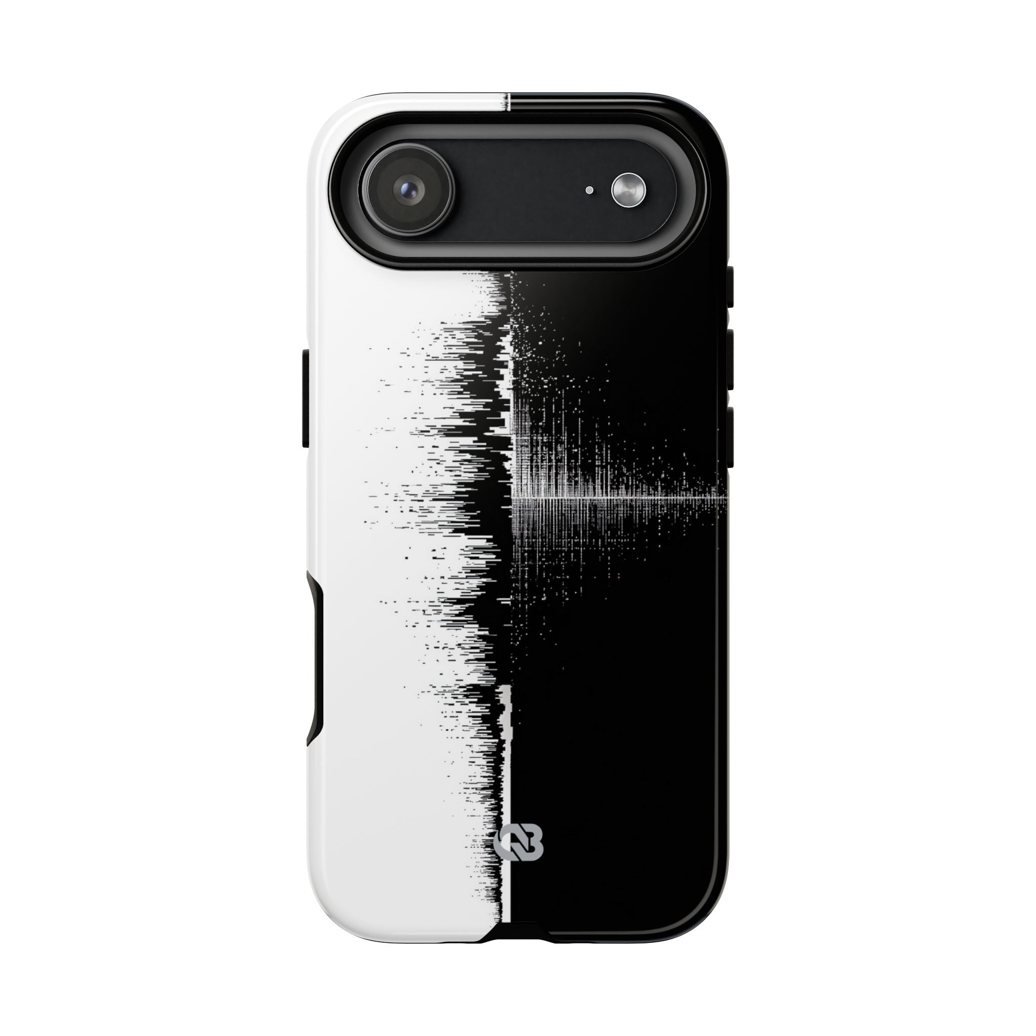 Black Tough Phone Case for iPhone - Static Signal Split