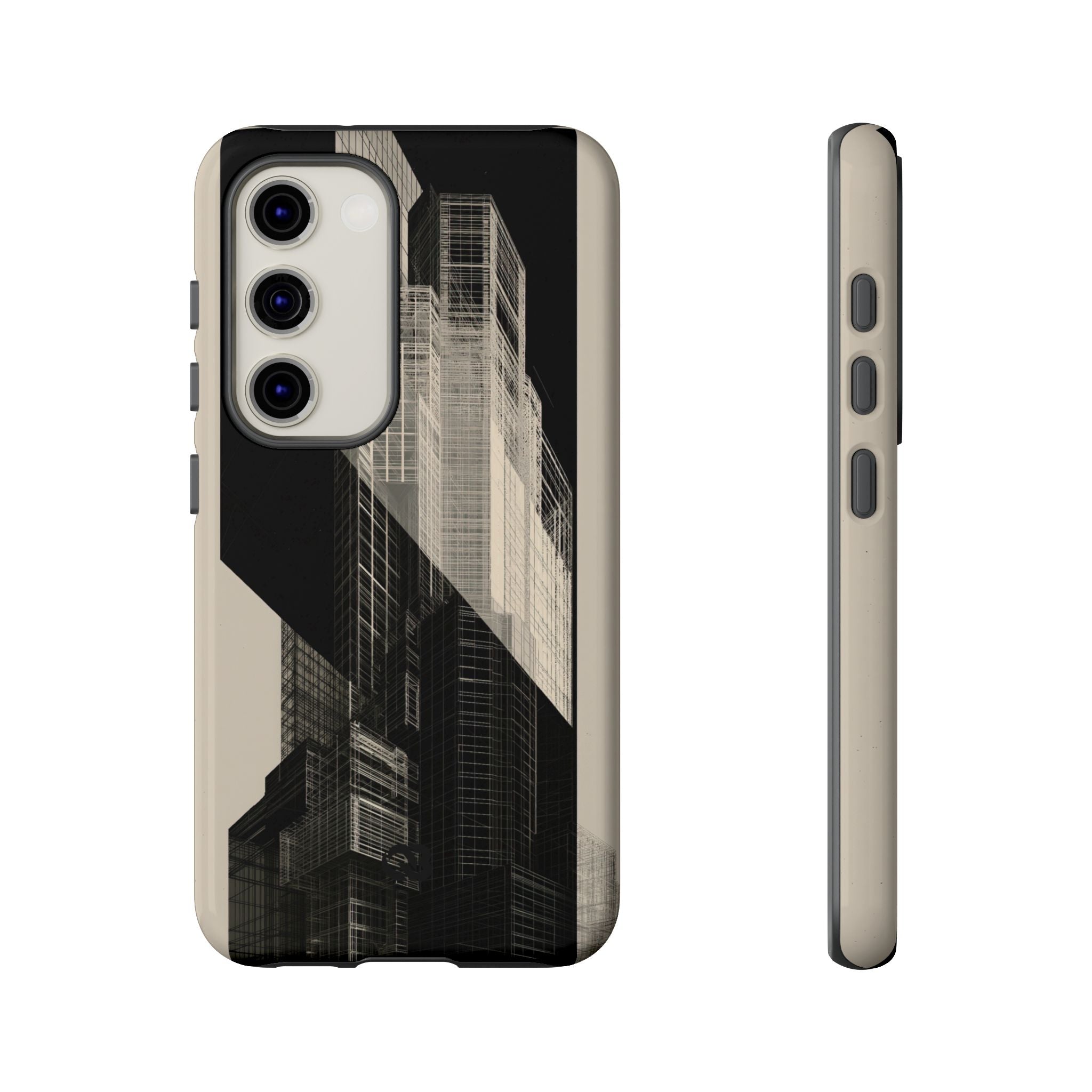 Beige Tough Phone Case for Samsung - Monolith Urban Grid