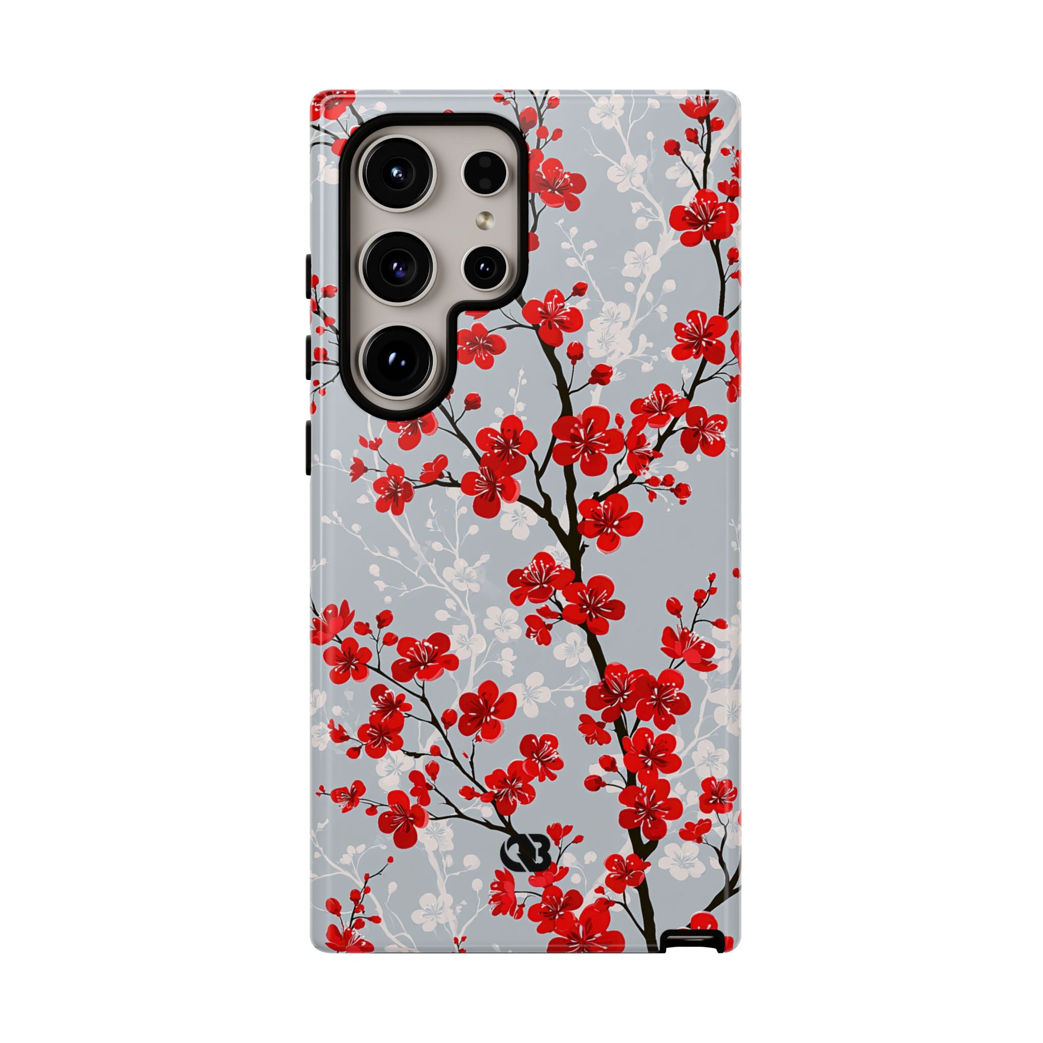 Grey Tough Phone Case for Samsung - Crimson Sakura Slate