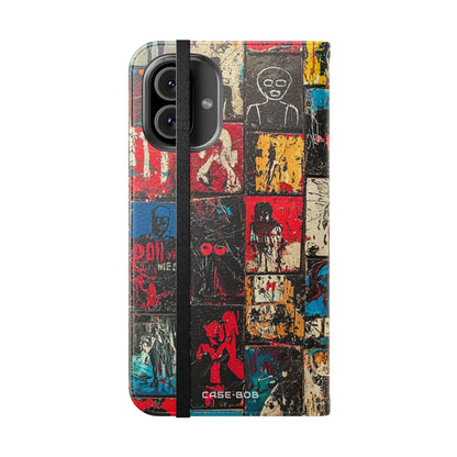 Portrait Grid Crimson - iPhone 16 Plus Case - Wallet