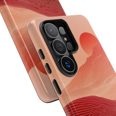 Red Tough Phone Case for Samsung - Crimson Ridge Lines