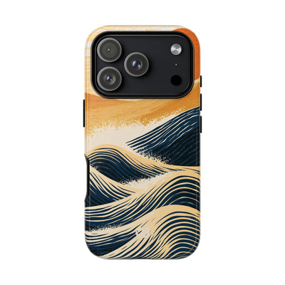 Golden Horizon Waves · Tough Phone Case for iPhone · Blue