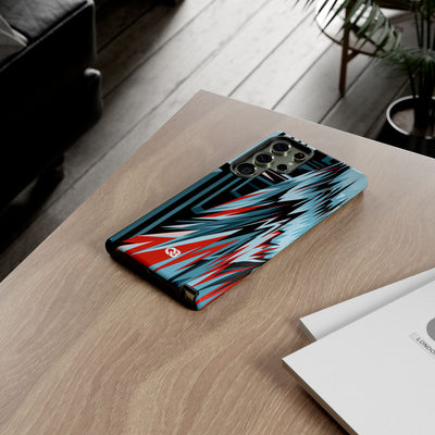 Blue Tough Phone Case for Samsung - Glitch Peak Cyan