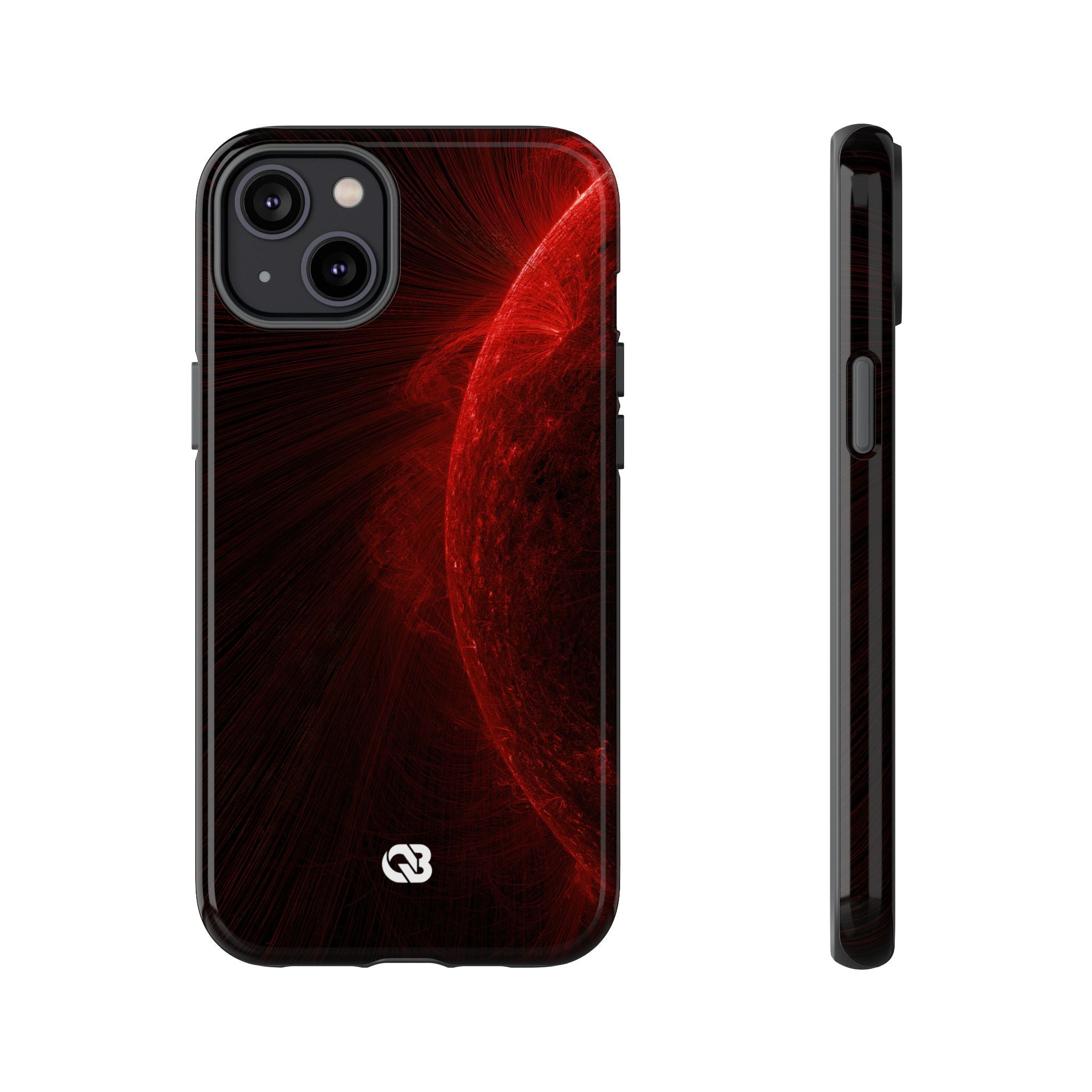 Red Tough Phone Case for iPhone - Solar Crimson Flare