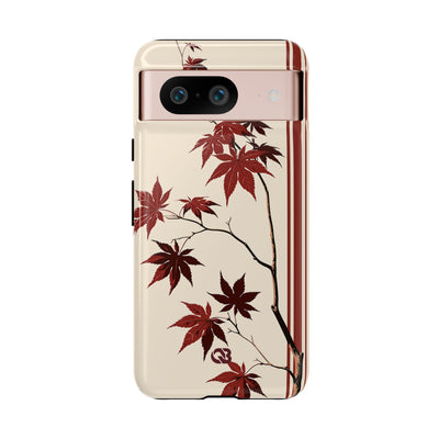Red Tough Phone Case for Google Pixel - Crimson Momiji Stripe