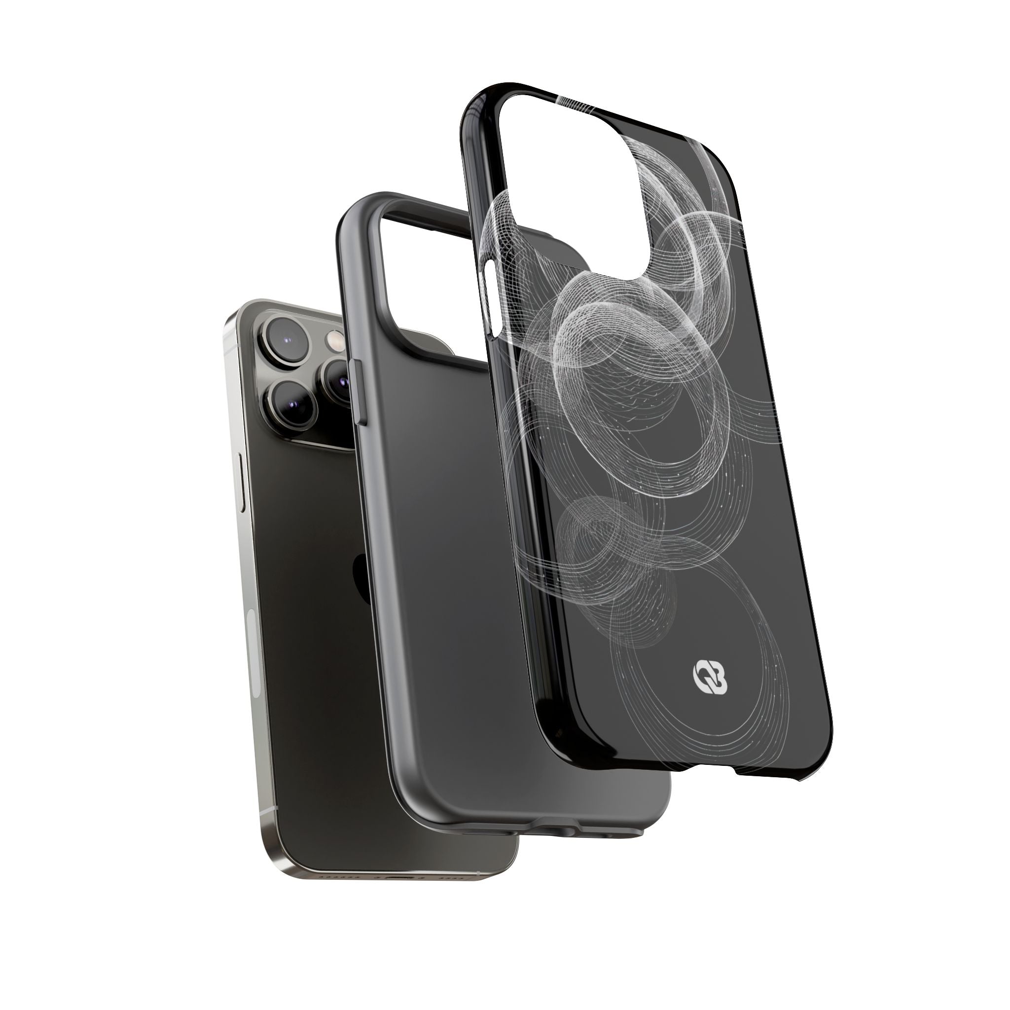 Black Tough Phone Case for iPhone - Kinetic Wireframe Orbit