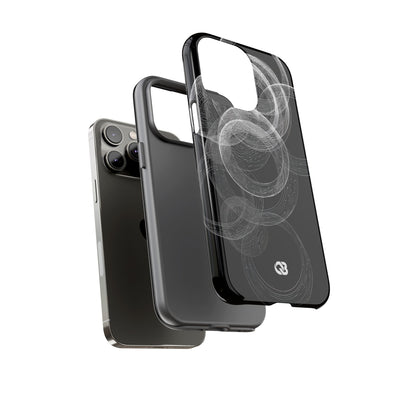 Black Tough Phone Case for iPhone - Kinetic Wireframe Orbit