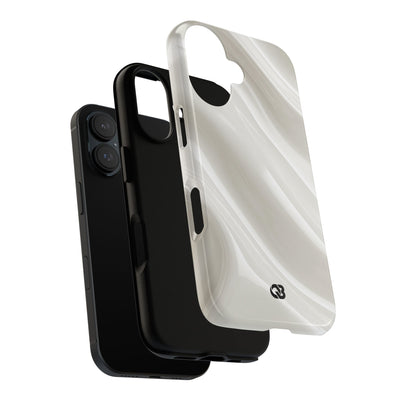 White Tough Phone Case for iPhone - Polished Ivory Wave