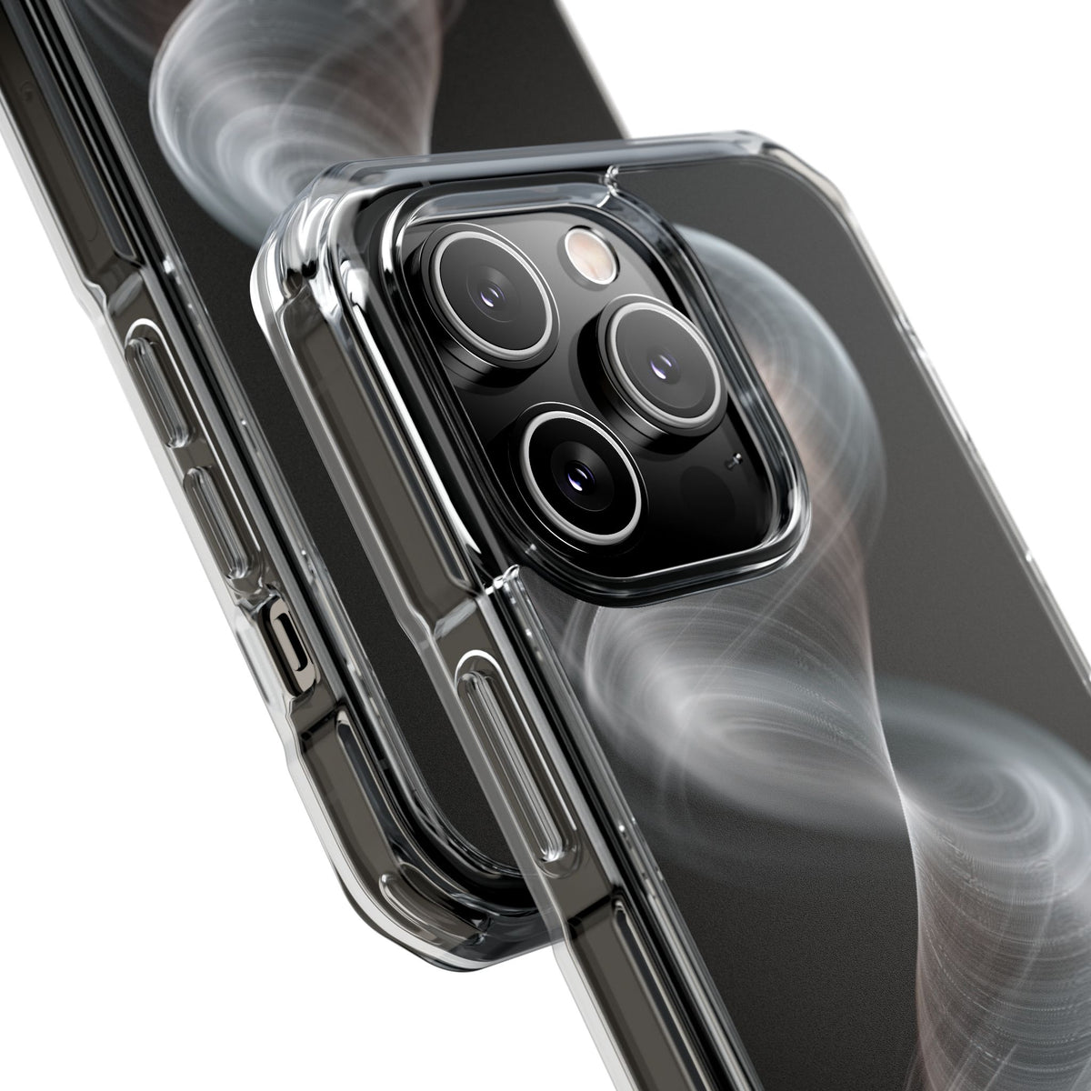 Luminous Vortex · Clear Impact Magnetic Phone Case for iPhone · Black