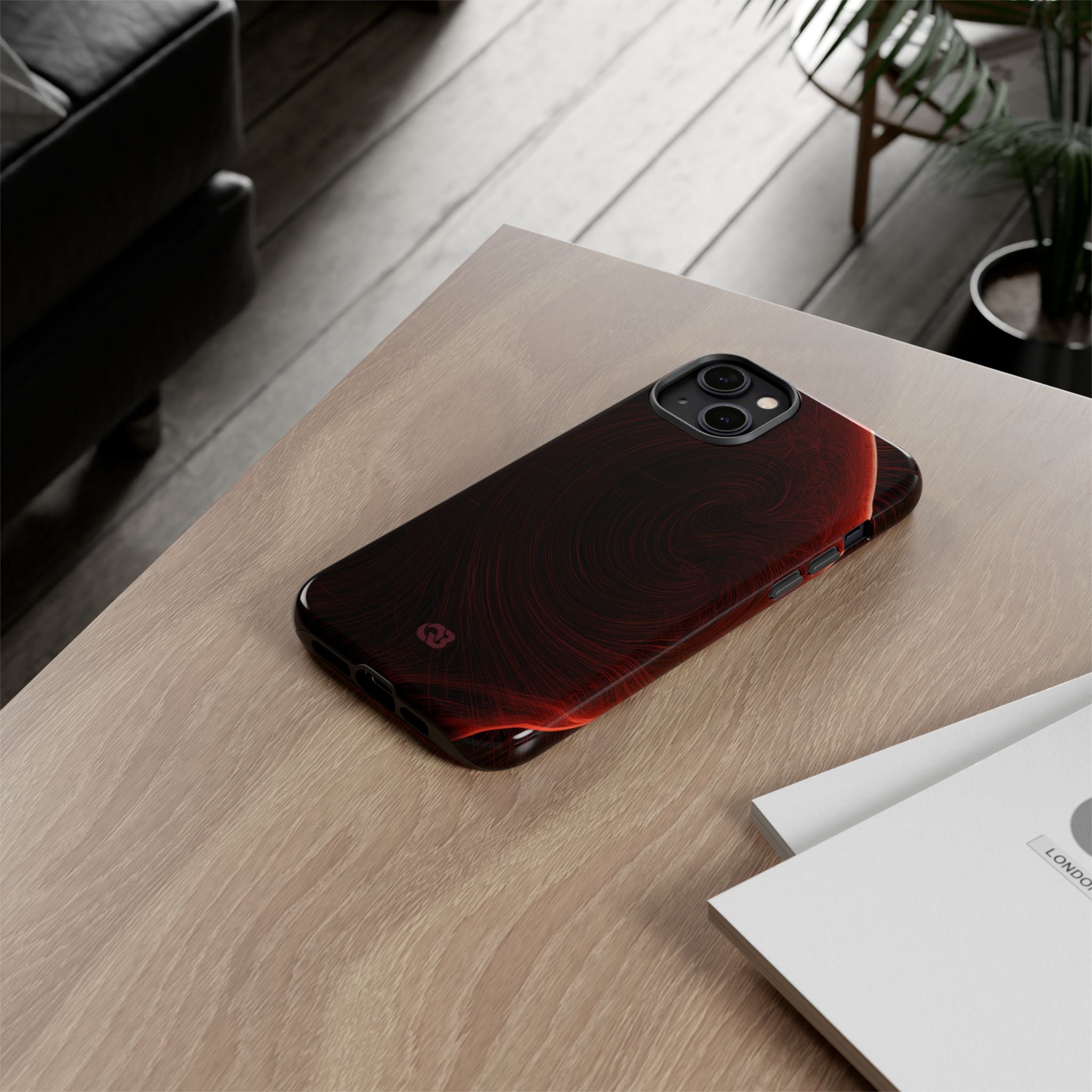 Red Tough Phone Case for iPhone - Crimson Flare Flux