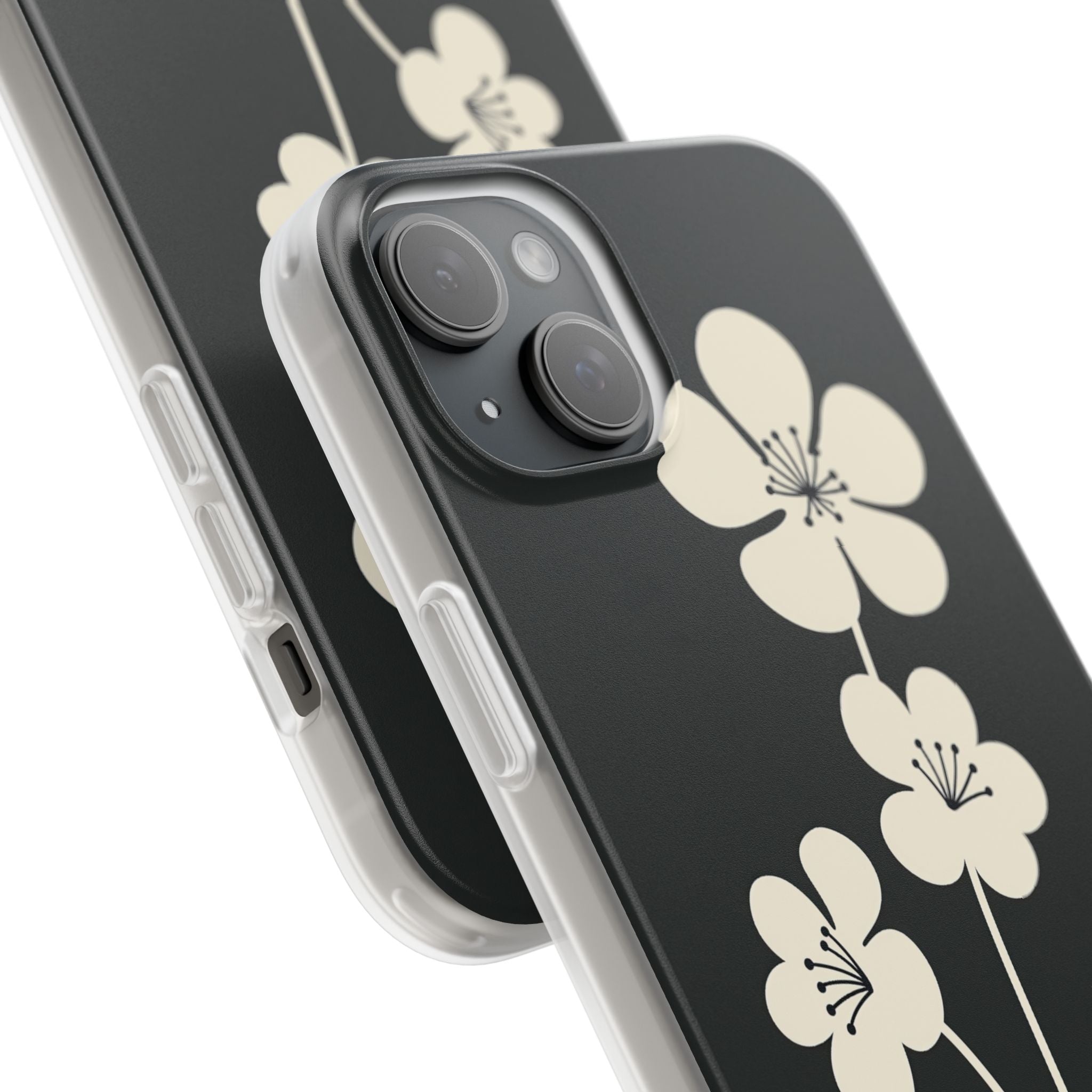 Black Lite Phone Case for iPhone - Obsidian Cream Bloom