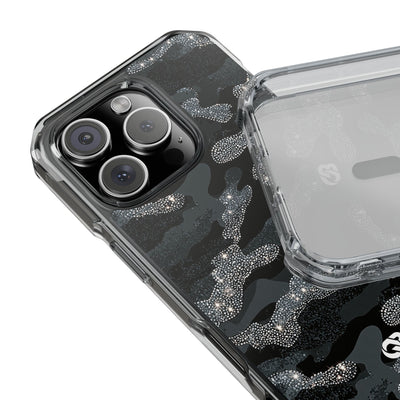 Glitter Shadow Camo · Clear Impact Magnetic Phone Case for iPhone · Black