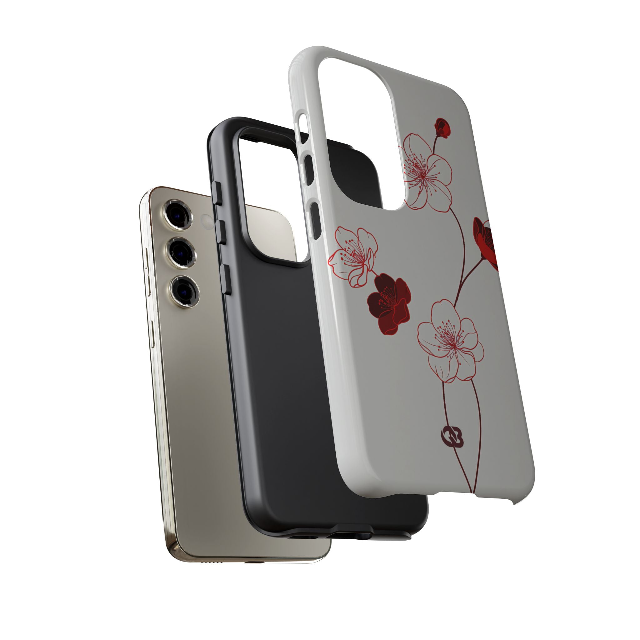 Red Tough Phone Case for Samsung - Kyoto Ember Bloom