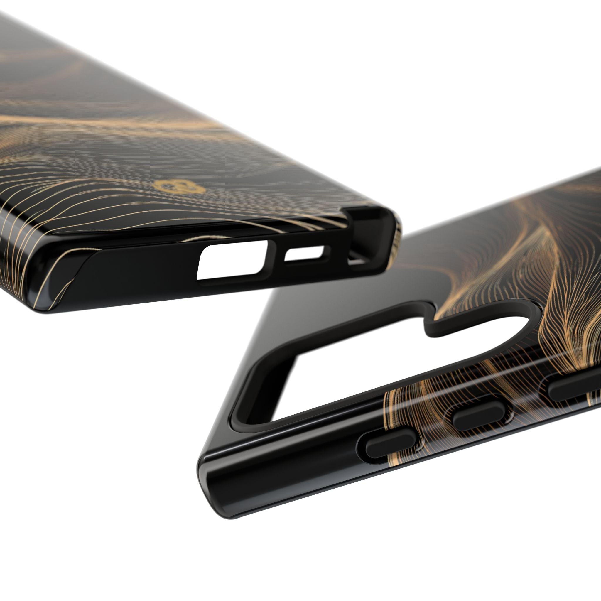Black Tough Phone Case for Samsung - Copper Topo Ridge