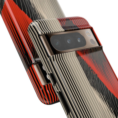 Red Tough Phone Case for Google Pixel - Crimson Pulse Topo