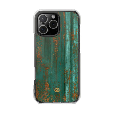 Teal Impact MagSafe Phone Case for iPhone - Verdigris Copper Siding