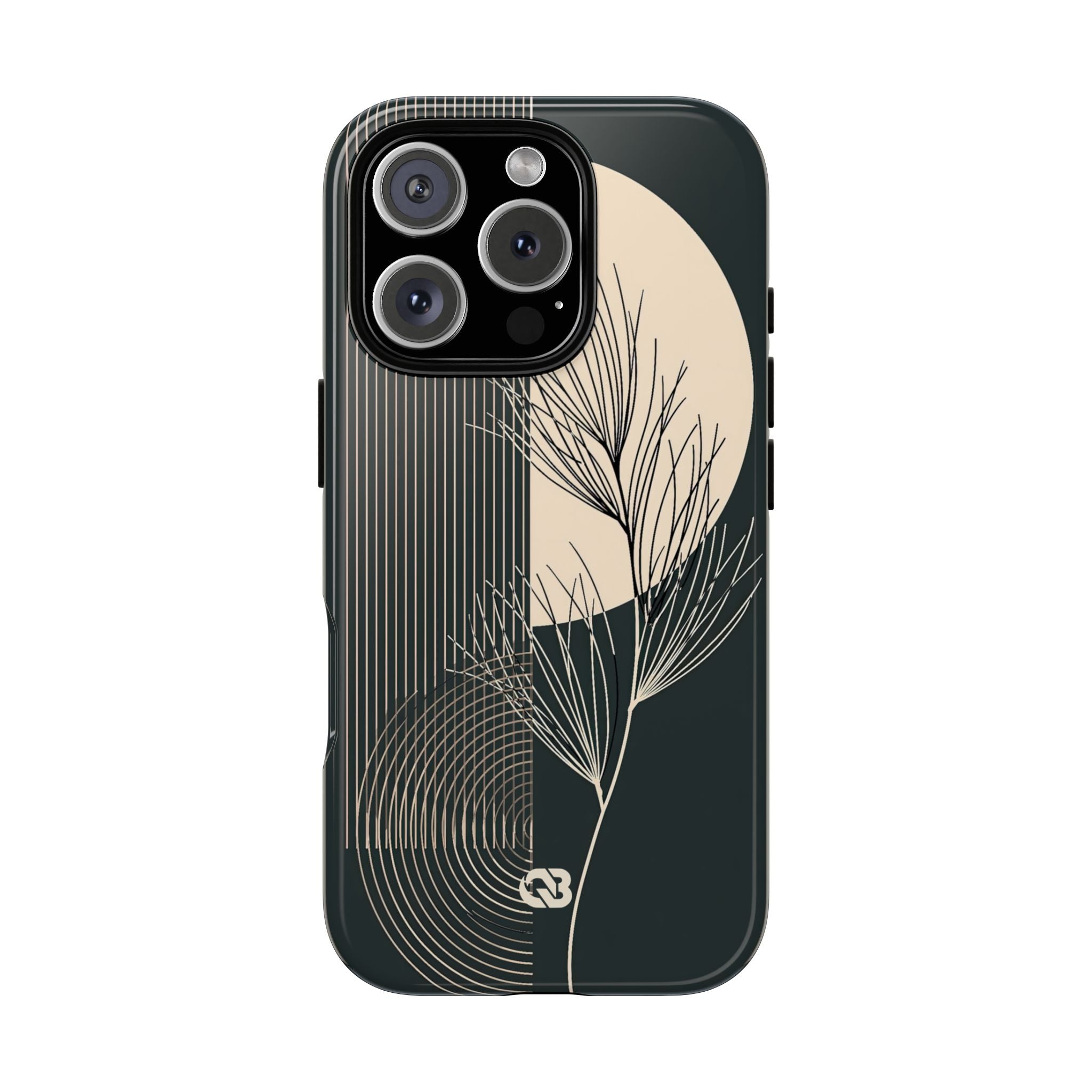 Black Tough Phone Case for iPhone - Obsidian Sand Willow