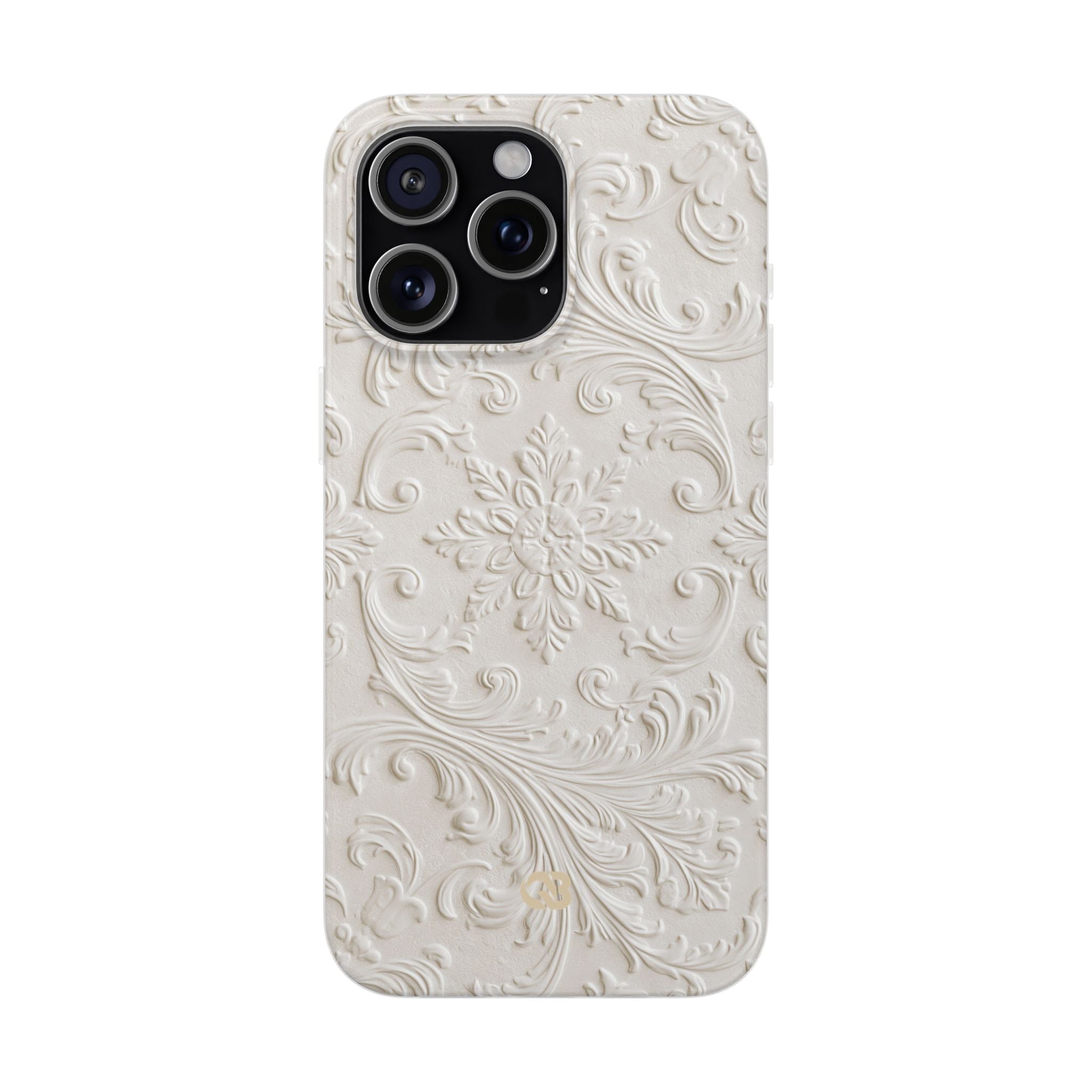 White Lite Phone Case for iPhone - Alabaster Floral Relief