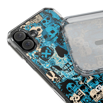 Electric Skull Graffiti · Clear Impact Magnetic Phone Case for iPhone · Blue