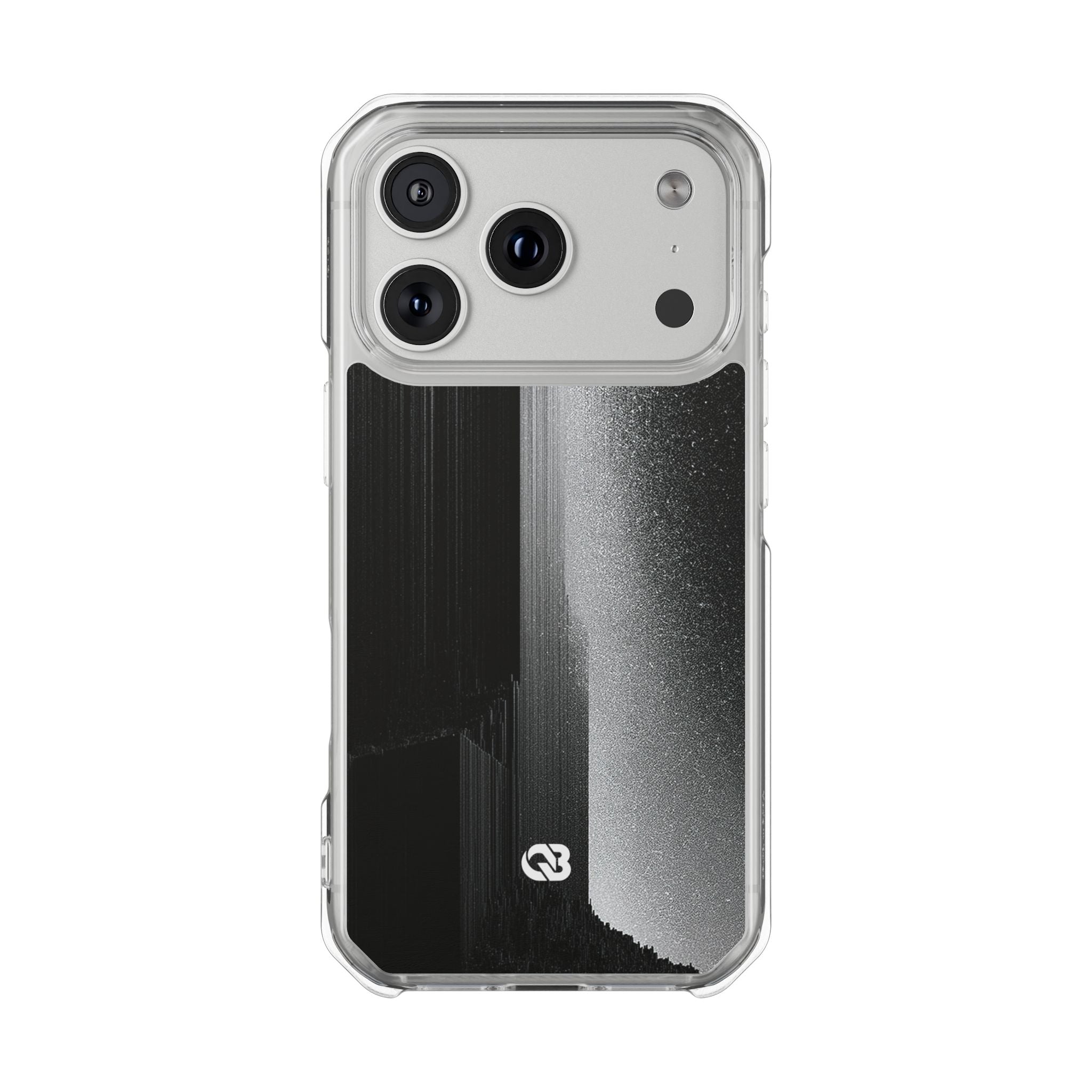 Black Impact MagSafe Phone Case for iPhone - Brutalist Pixel Monolith