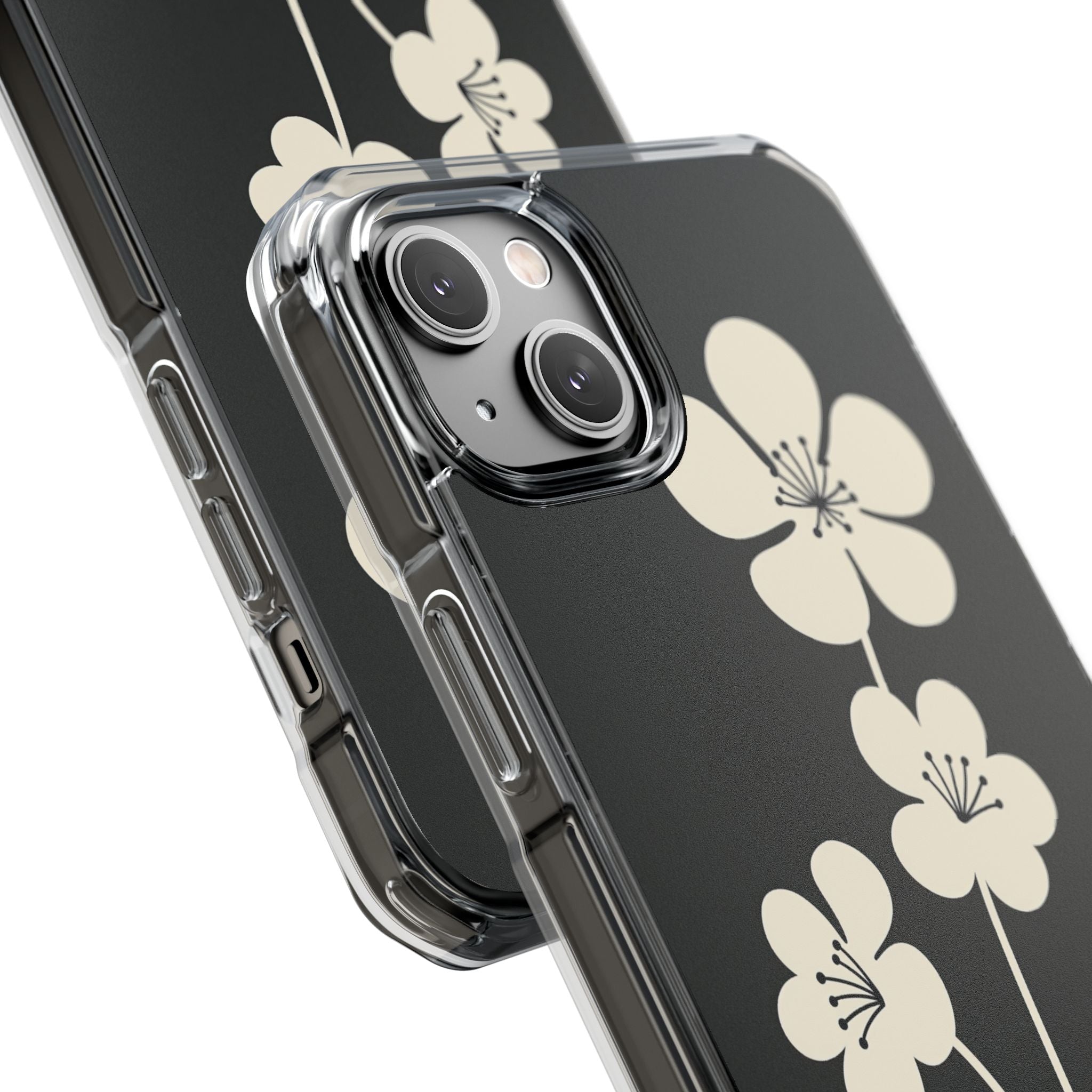 Black Impact MagSafe Phone Case for iPhone - Obsidian Cream Bloom