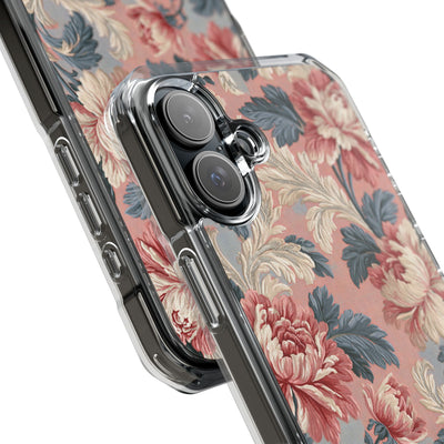Blush Peony Jacquard · Clear Impact Magnetic Phone Case for iPhone ·  Pink