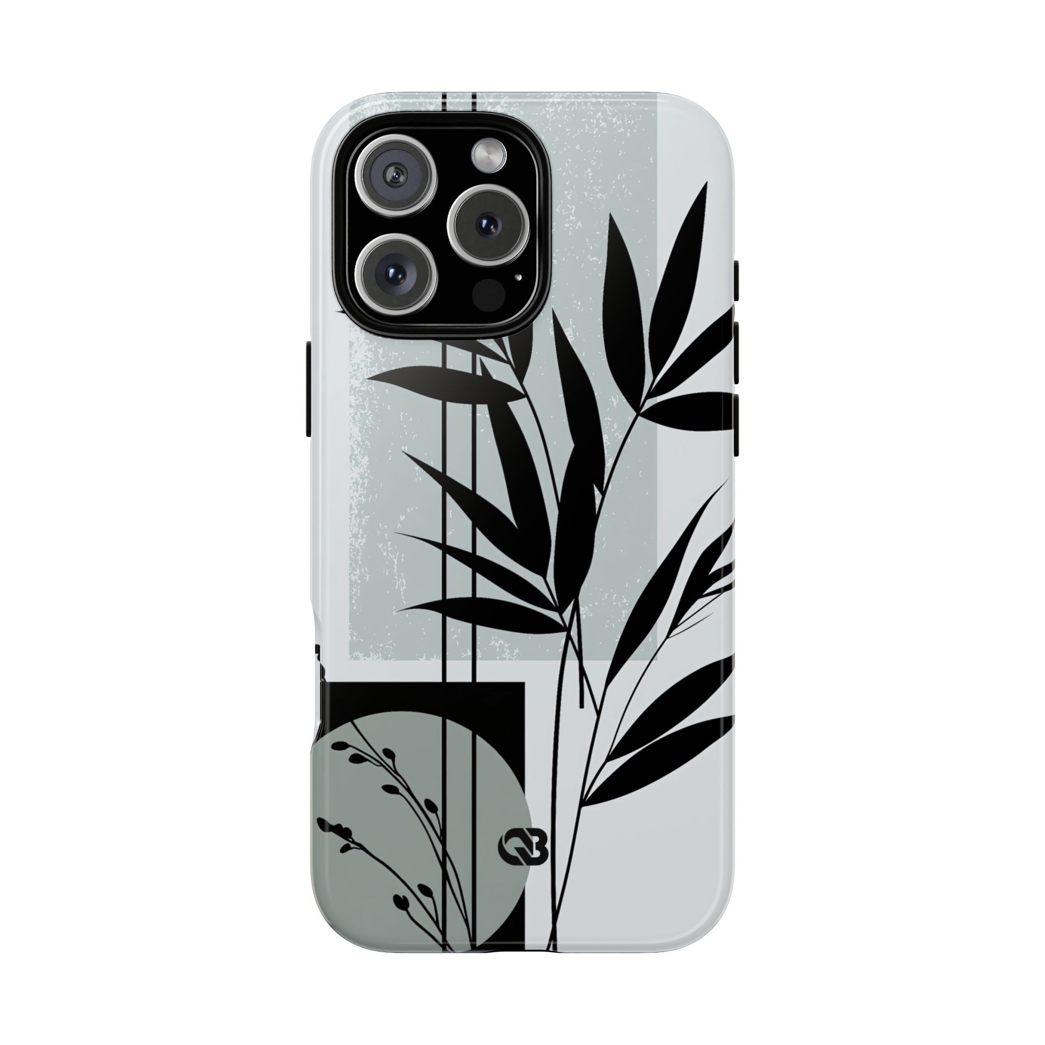Grey Tough Phone Case for iPhone - Sage Bamboo Noir