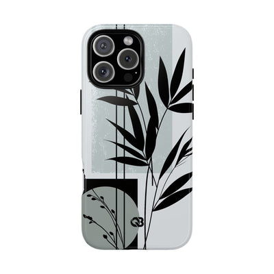 Grey Tough Phone Case for iPhone - Sage Bamboo Noir