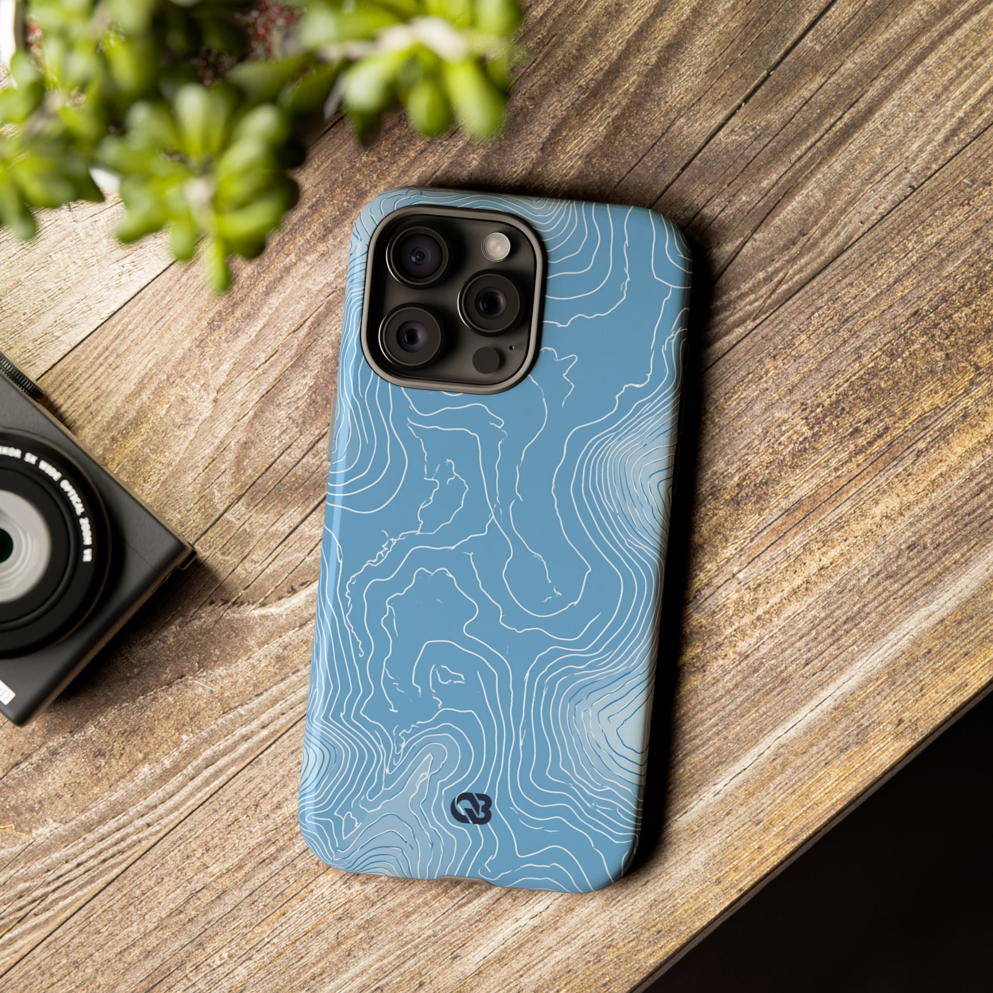 Blue Tough Phone Case for iPhone - Glacial Ridge Topo