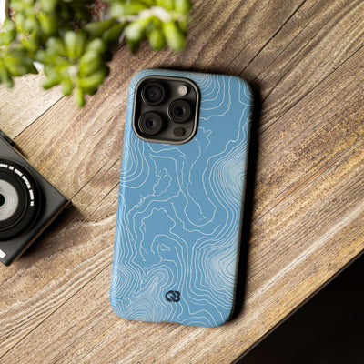 Blue Tough Phone Case for iPhone - Glacial Ridge Topo