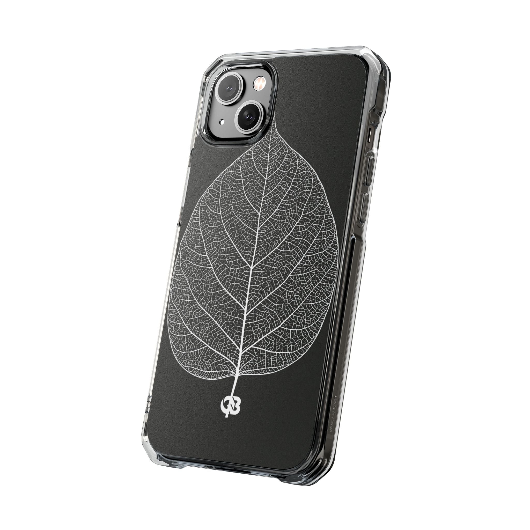 Black Impact MagSafe Phone Case for iPhone - Bleached Leaf Lattice