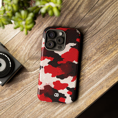 Crimson Halftone Camo · Tough Phone Case for iPhone · Red