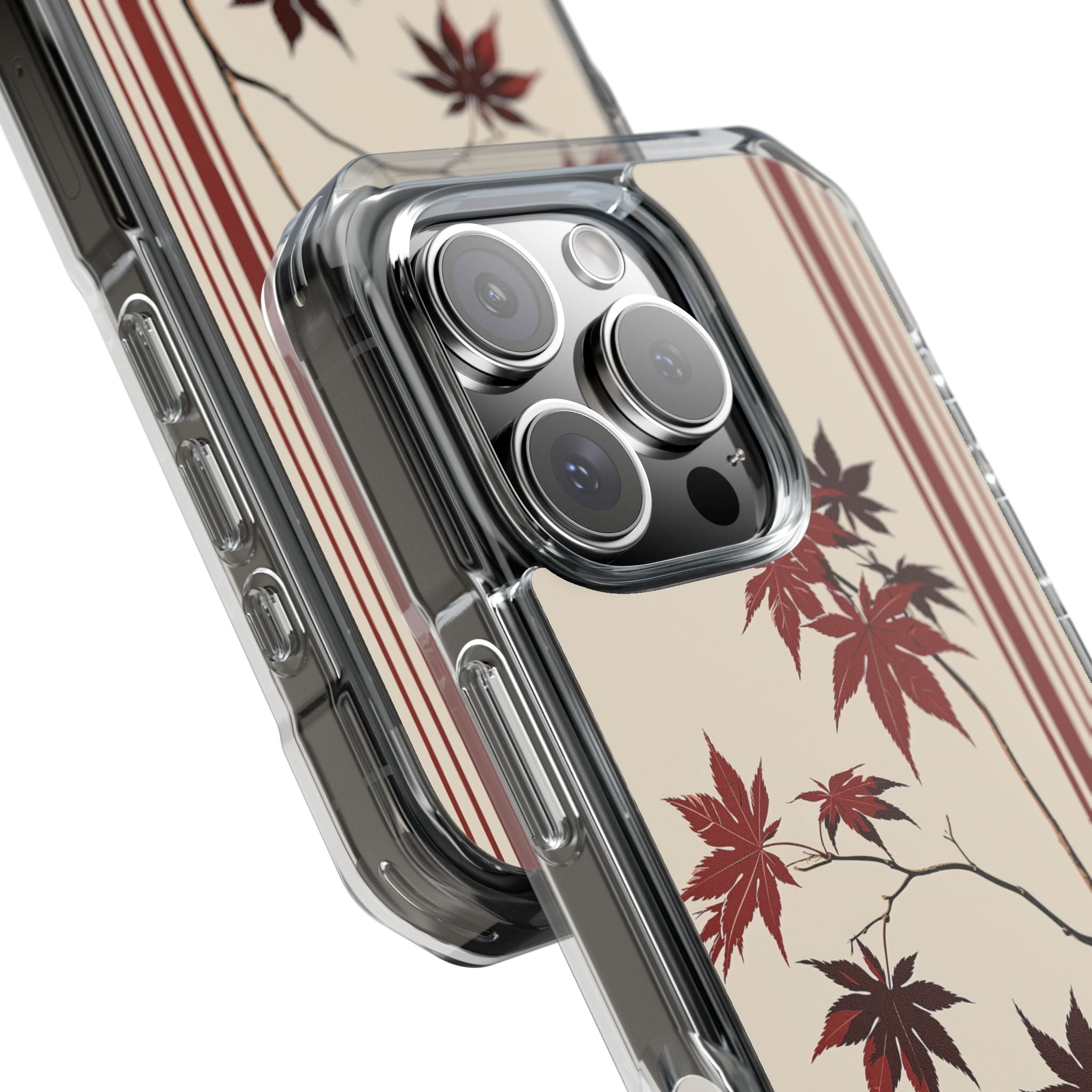 Red Impact MagSafe Phone Case for iPhone - Crimson Momiji Stripe