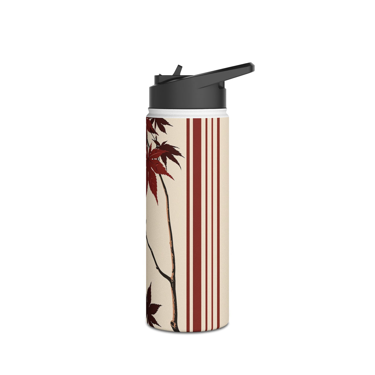 Crimson Maple Branch · Insulated Water Bottle · Beige
