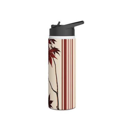 Crimson Maple Branch · Insulated Water Bottle · Beige