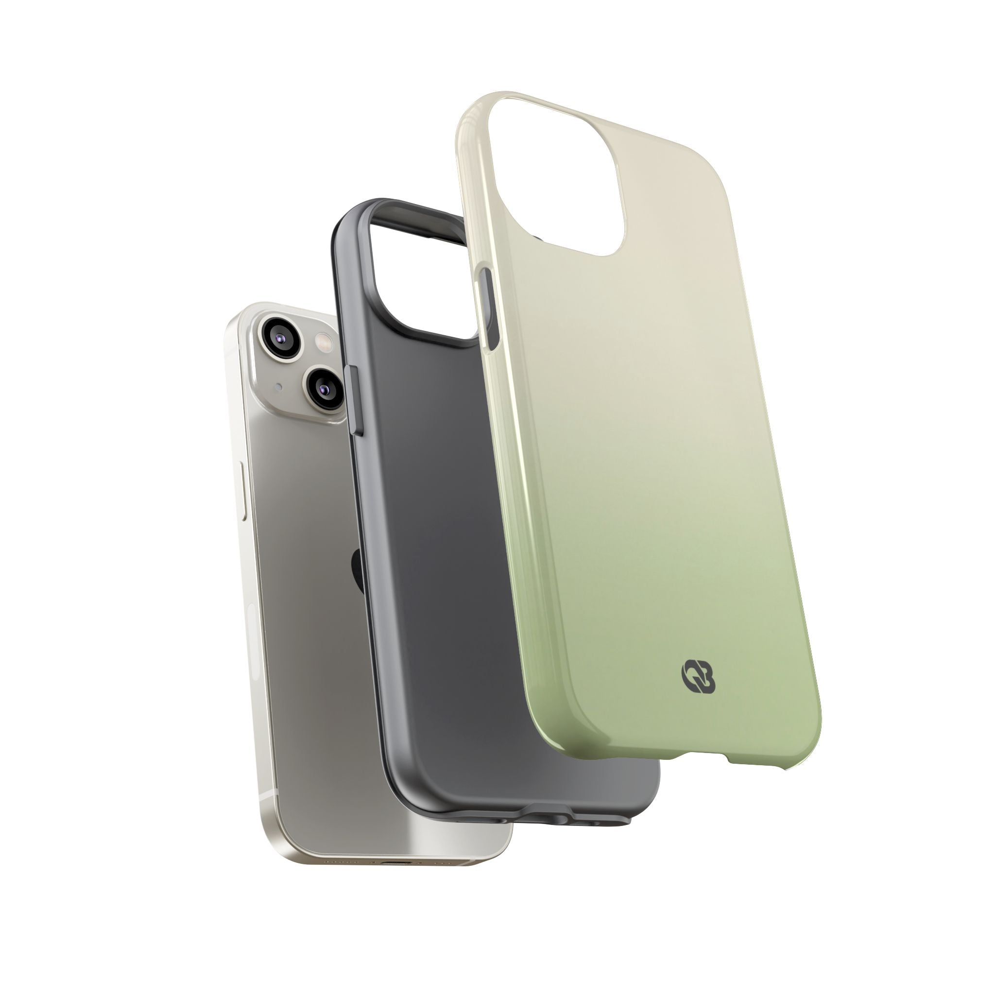 Green Tough Phone Case for iPhone - Bone Sage Fade