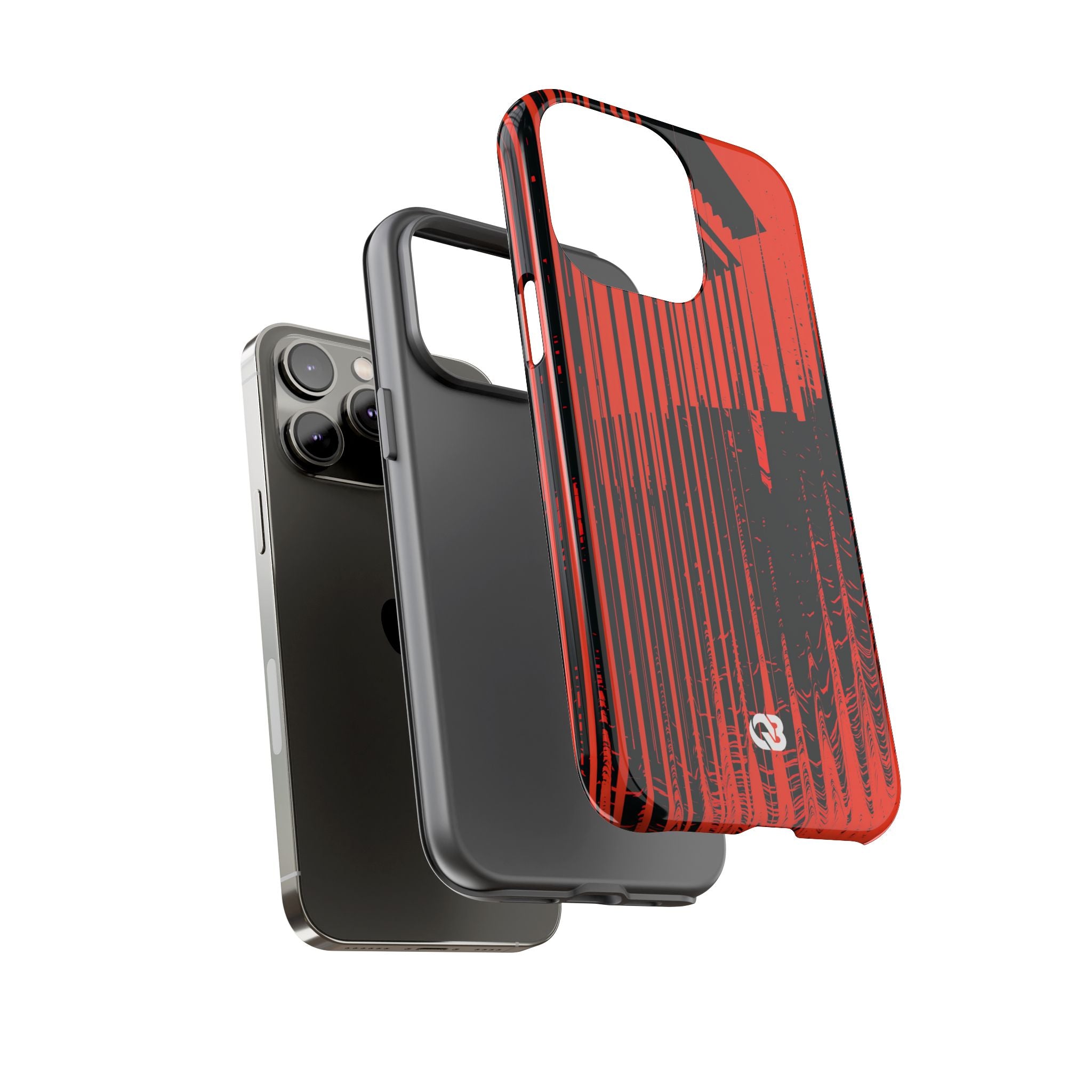Red Tough Phone Case for iPhone - Crimson Brutalist Distortion