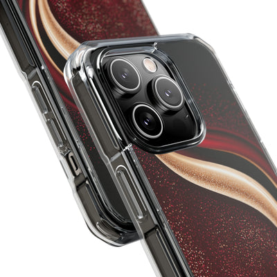 Gilded Crimson Flow · Clear Impact Magnetic Phone Case for iPhone · Red