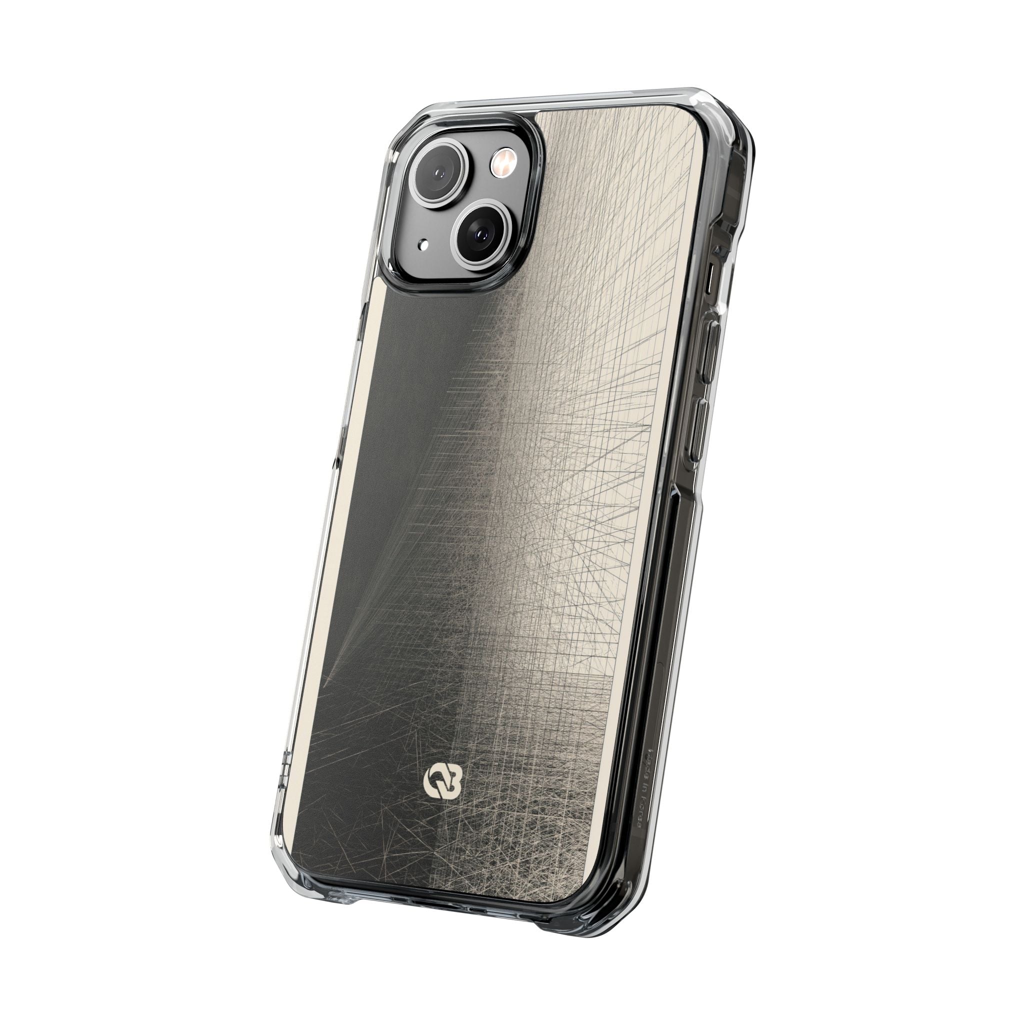 Beige Impact MagSafe Phone Case for iPhone - Brutalist Graphite Grid
