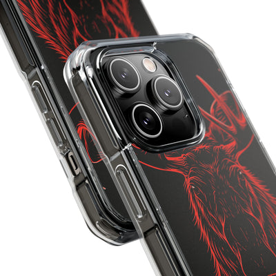 Nordic Moose Contour · Clear Impact Magnetic Phone Case for iPhone ·  Red