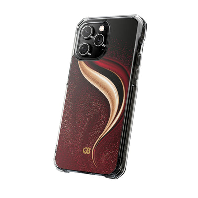 Gilded Crimson Flow · Clear Impact Magnetic Phone Case for iPhone · Red