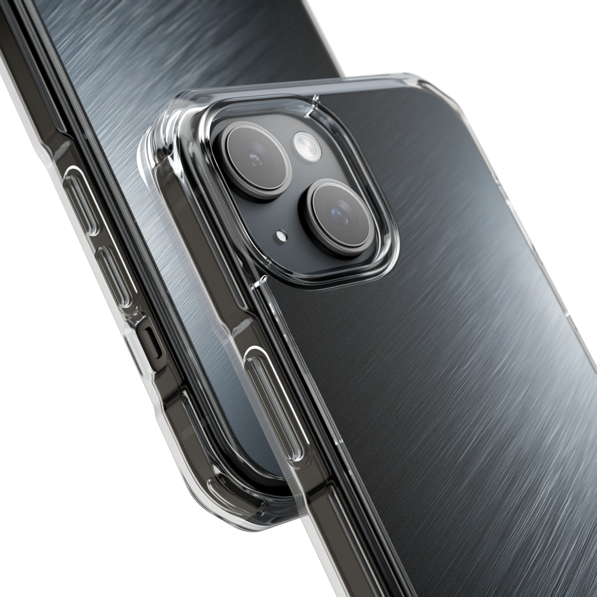 Grey Impact MagSafe Phone Case for iPhone - Charcoal Brushed Steel