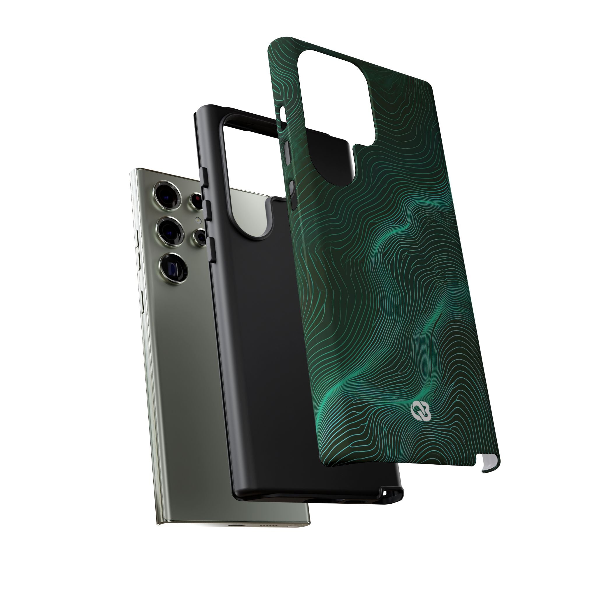 Teal Tough Phone Case for Samsung - Neon Jade Contour