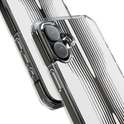 White Impact MagSafe Phone Case for iPhone - Kinetic Mono Distortion