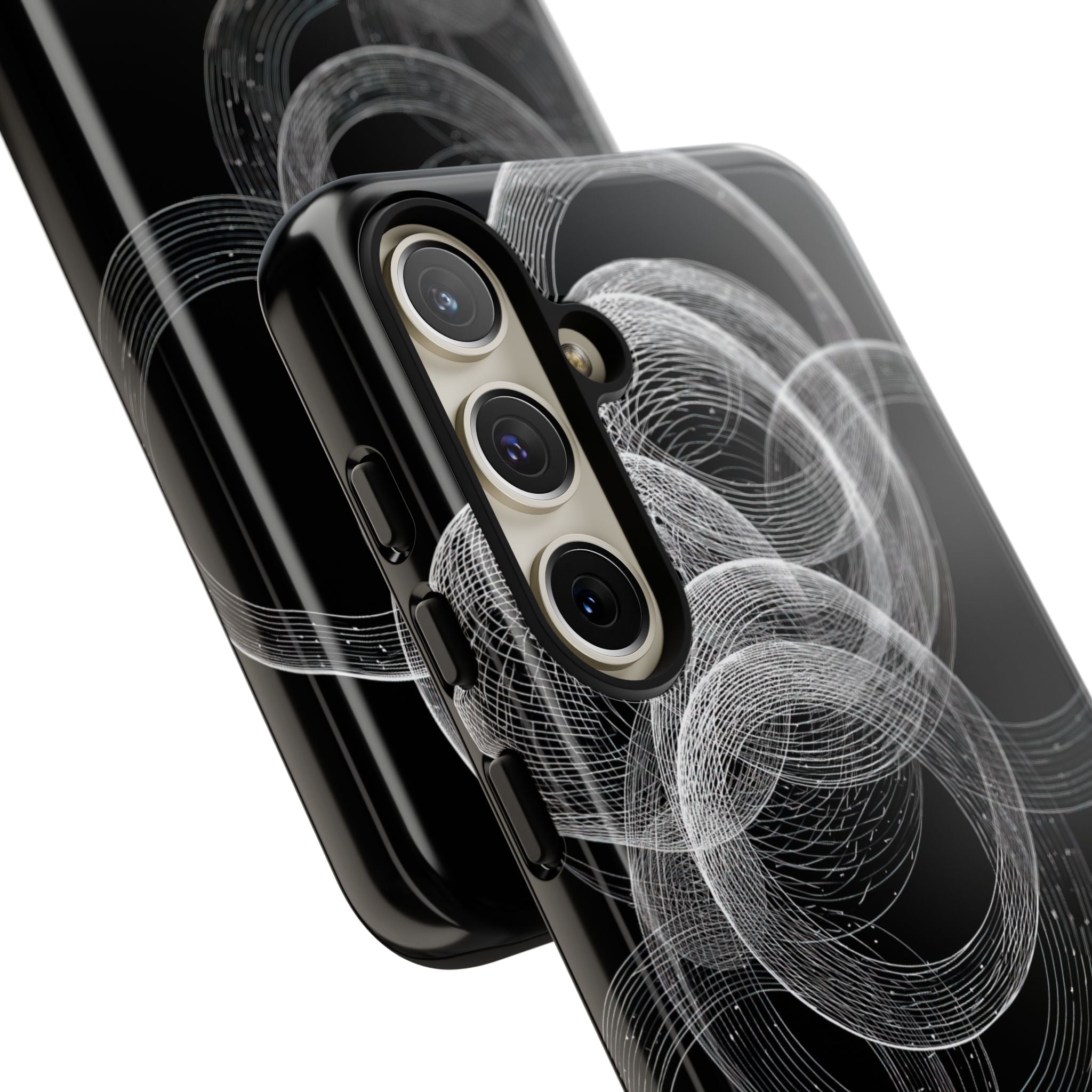 Black Tough Phone Case for Samsung - Kinetic Wireframe Orbit