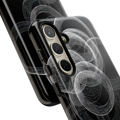Black Tough Phone Case for Samsung - Kinetic Wireframe Orbit