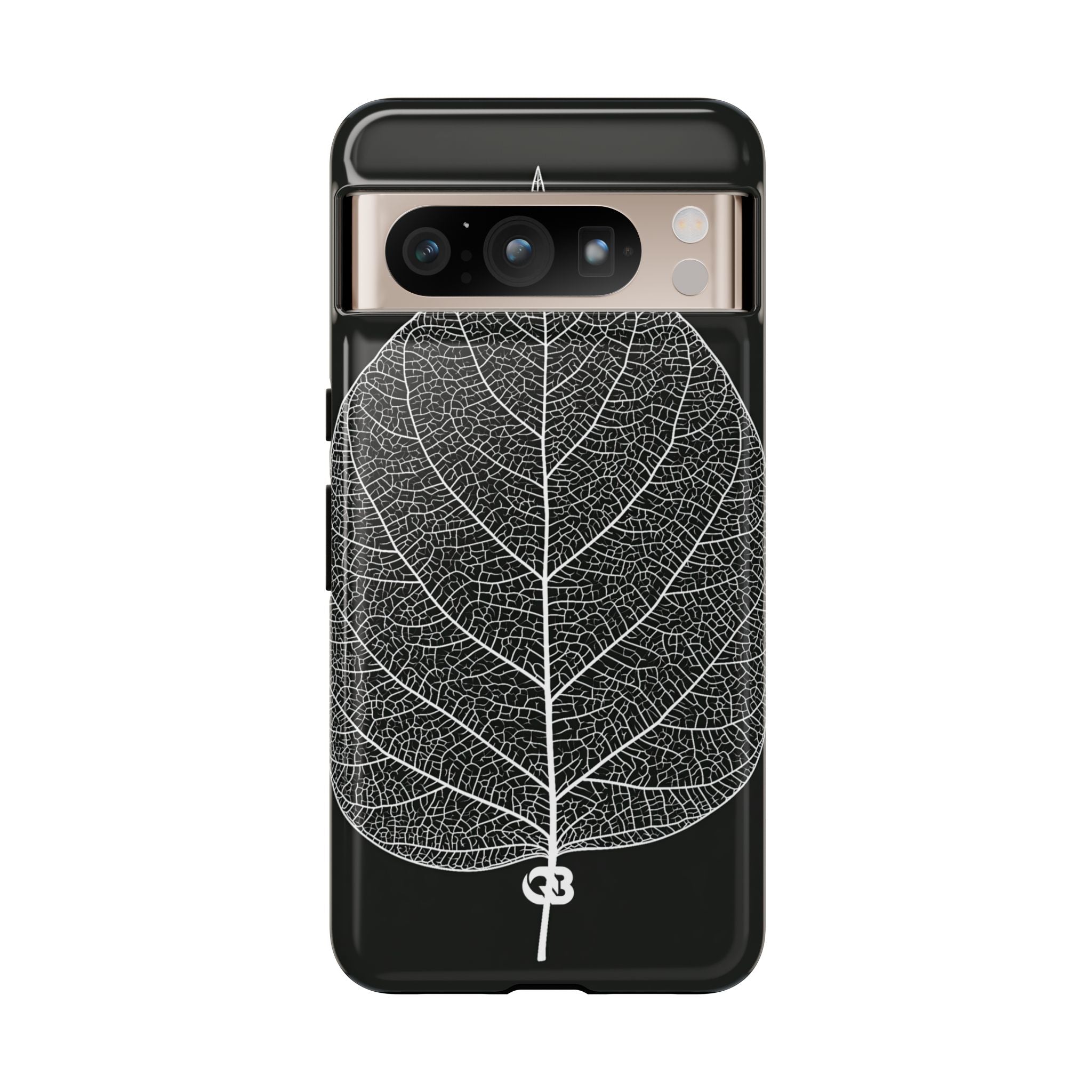 Black Tough Phone Case for Google Pixel - Bleached Leaf Lattice