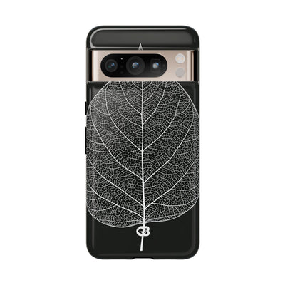 Black Tough Phone Case for Google Pixel - Bleached Leaf Lattice