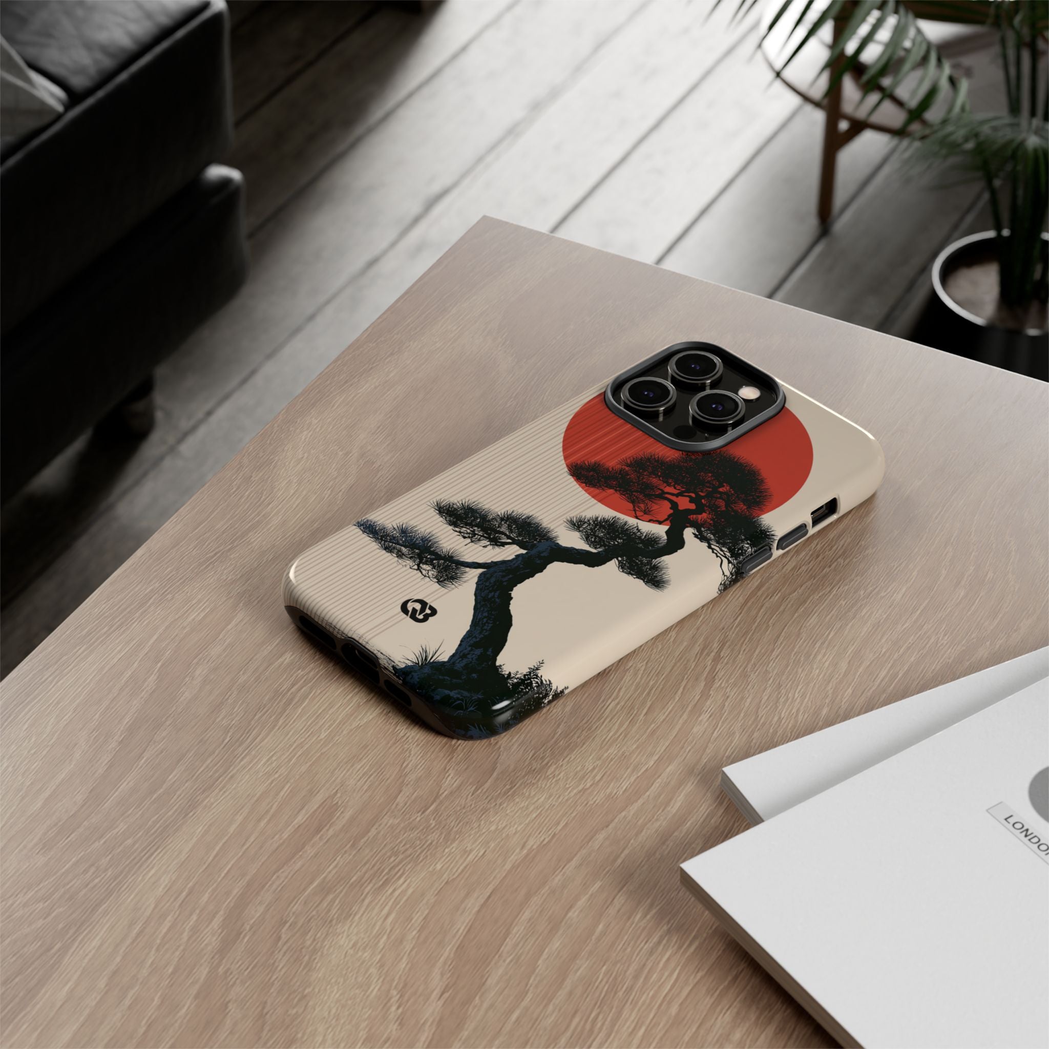 Beige Tough Phone Case for iPhone - Kyoto Crimson Pine