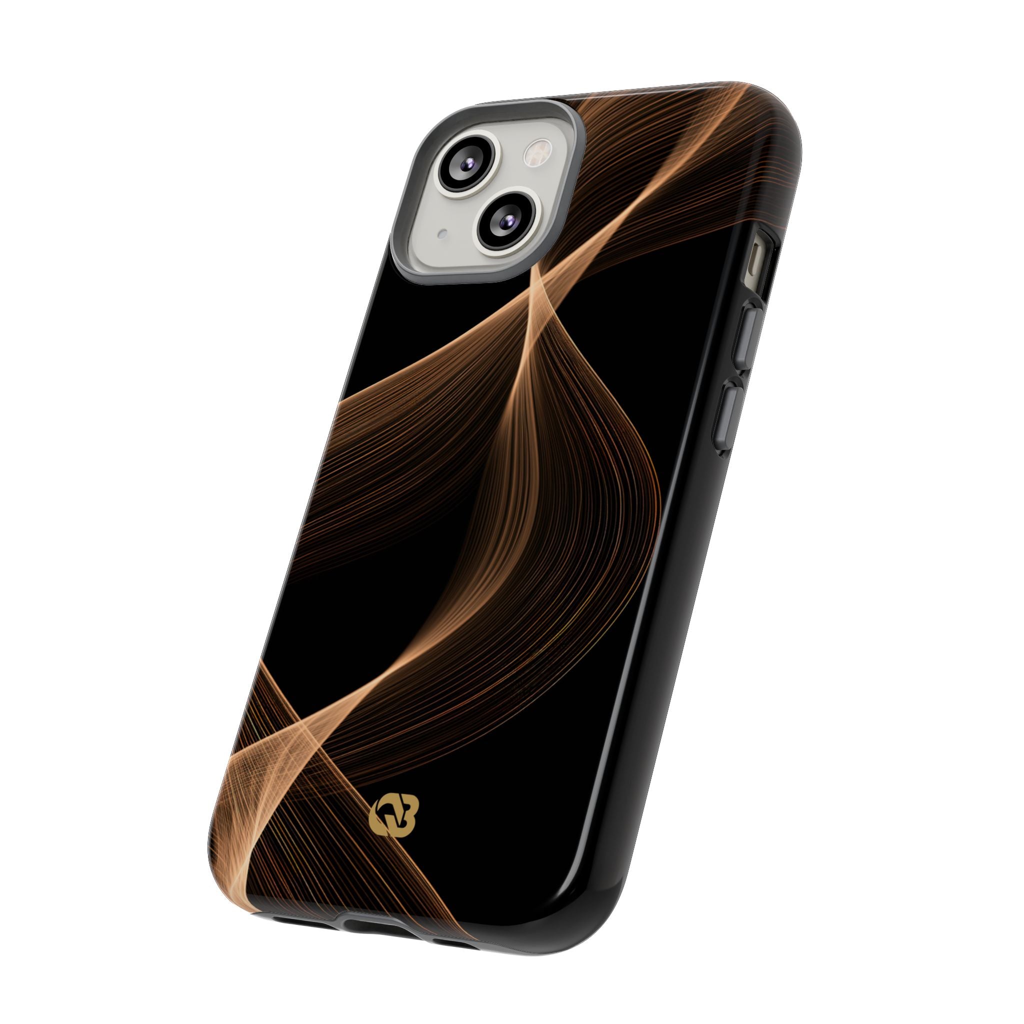 Brown Tough Phone Case for iPhone - Copper Silk Wave